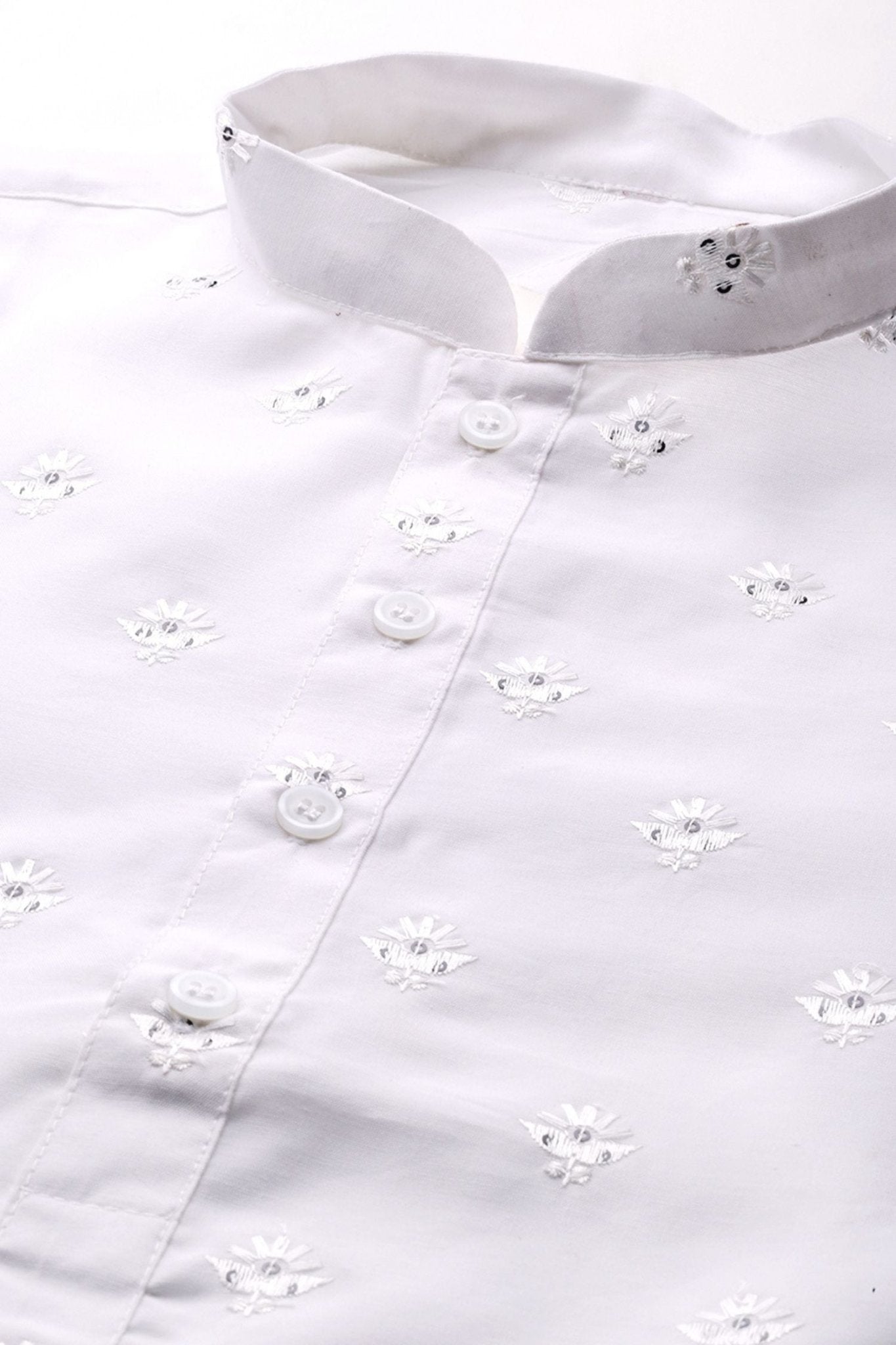 Designer Long Kurta In White - Simaaya