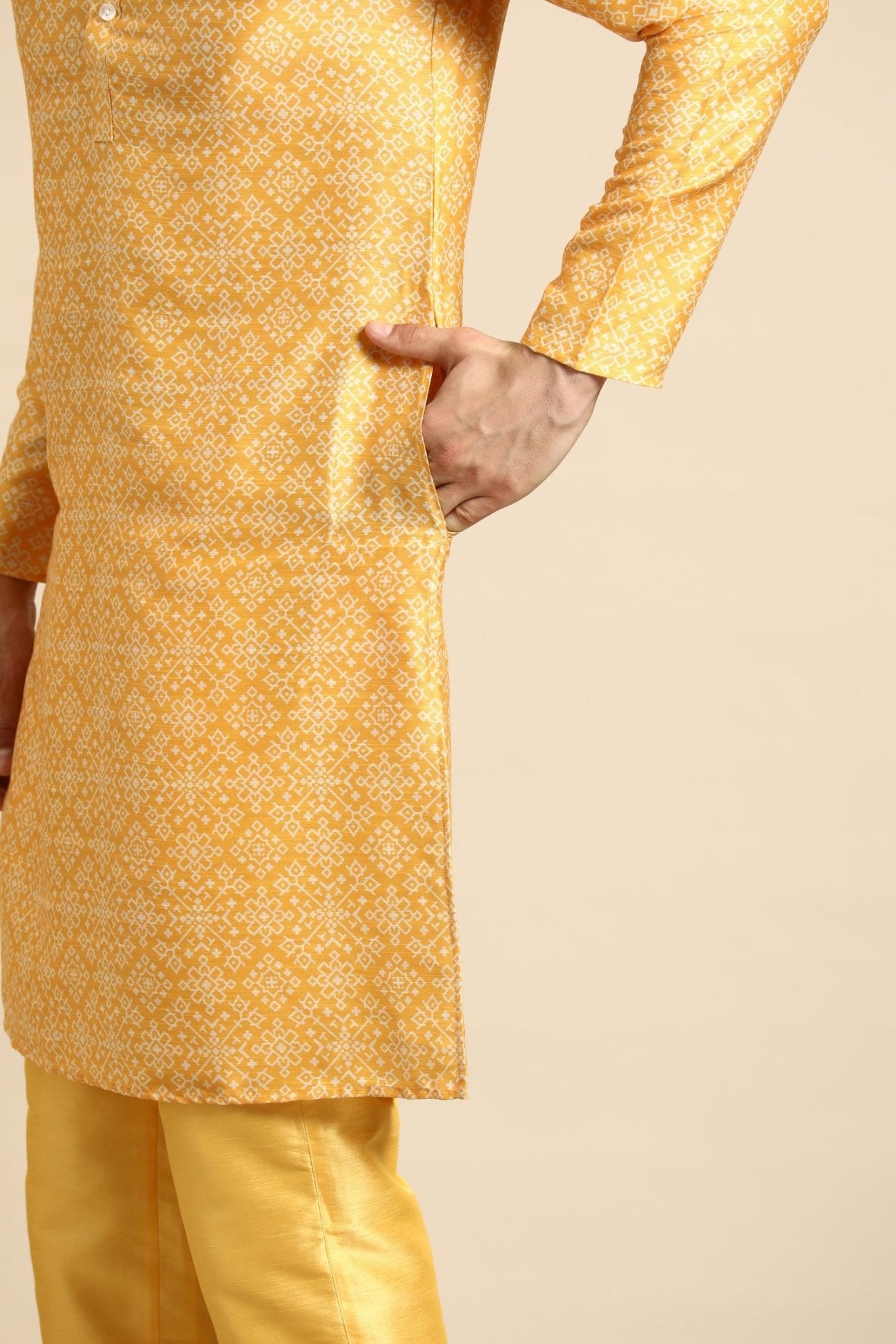 Designer Long Kurta In Yellow - Simaaya