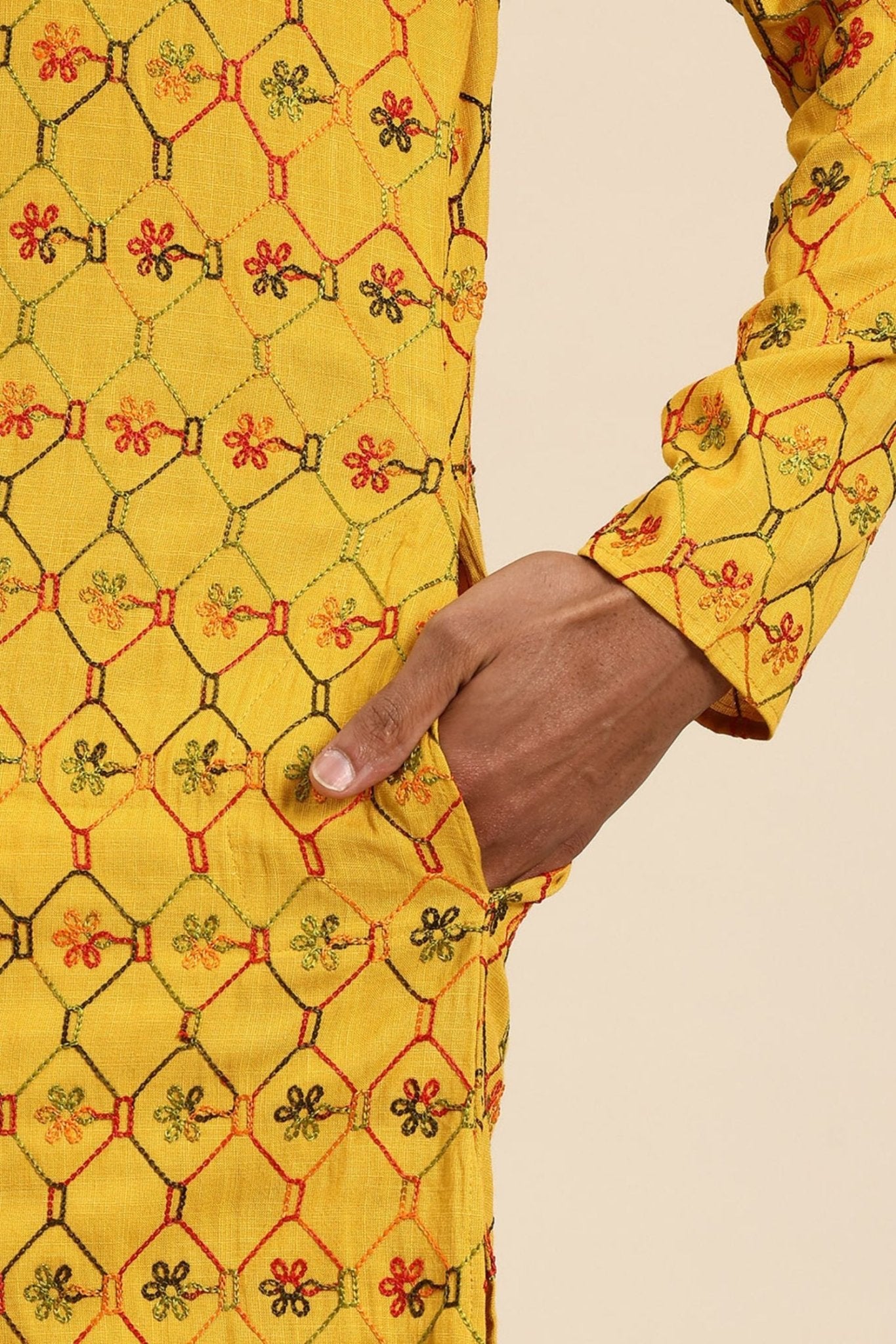 Designer Short Kurta In Mustard Yellow - Simaaya