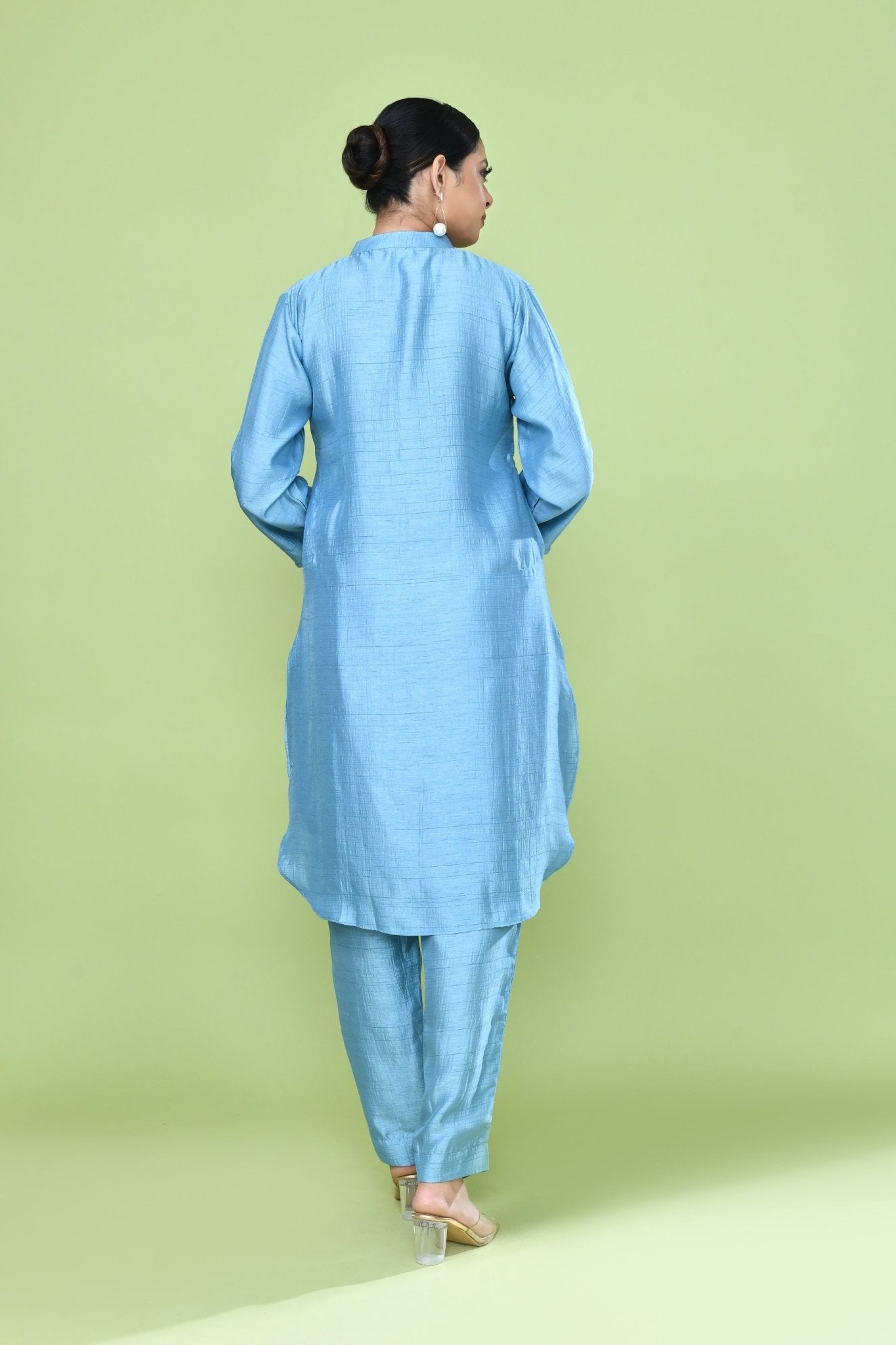 Designer Wear Sky Blue Silk Co-Ord Set - Simaaya
