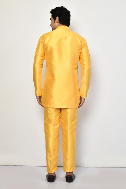 Designer Printed Kurta in Yellow Colour