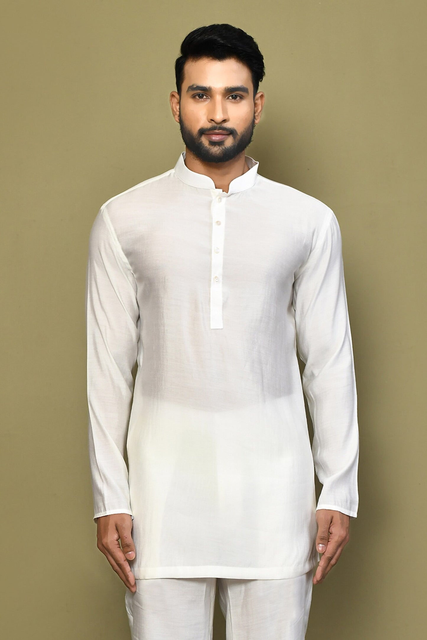 Designer Wear white Color Cotton Short kurta