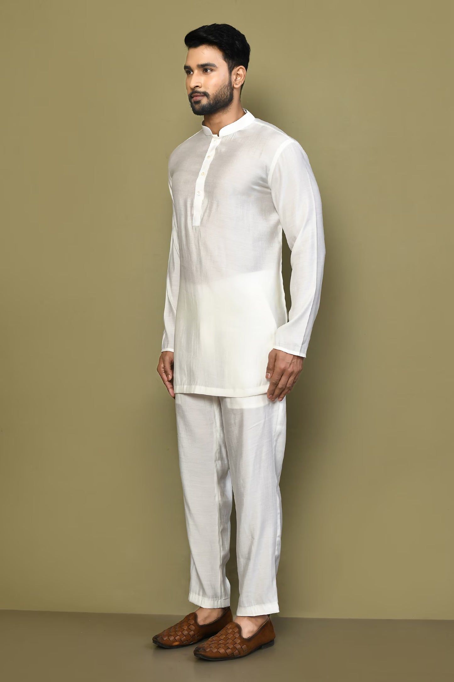 Designer Wear white Color Cotton Short kurta