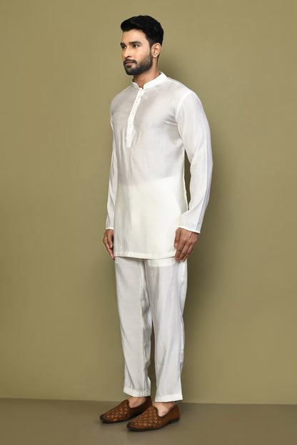 Designer Wear white Color Cotton Short kurta