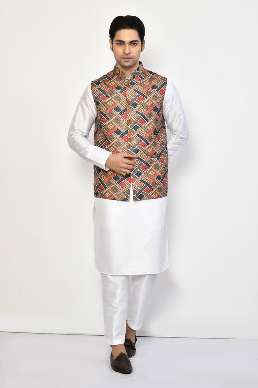 Designer Printed Jacket In Green Colour