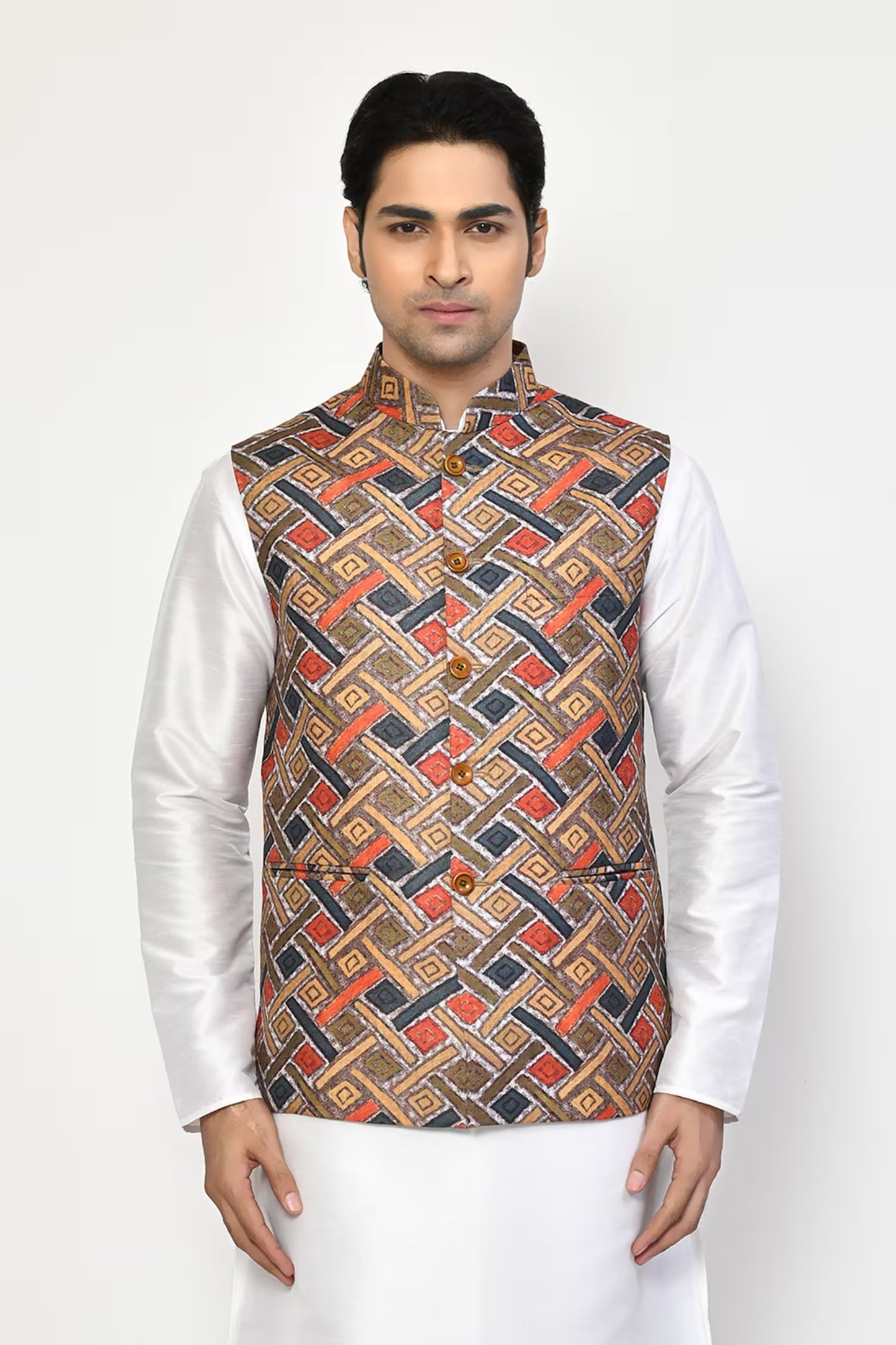 Designer Printed Jacket In Green Colour