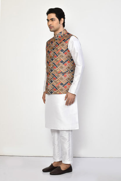 Designer Printed Jacket In Green Colour