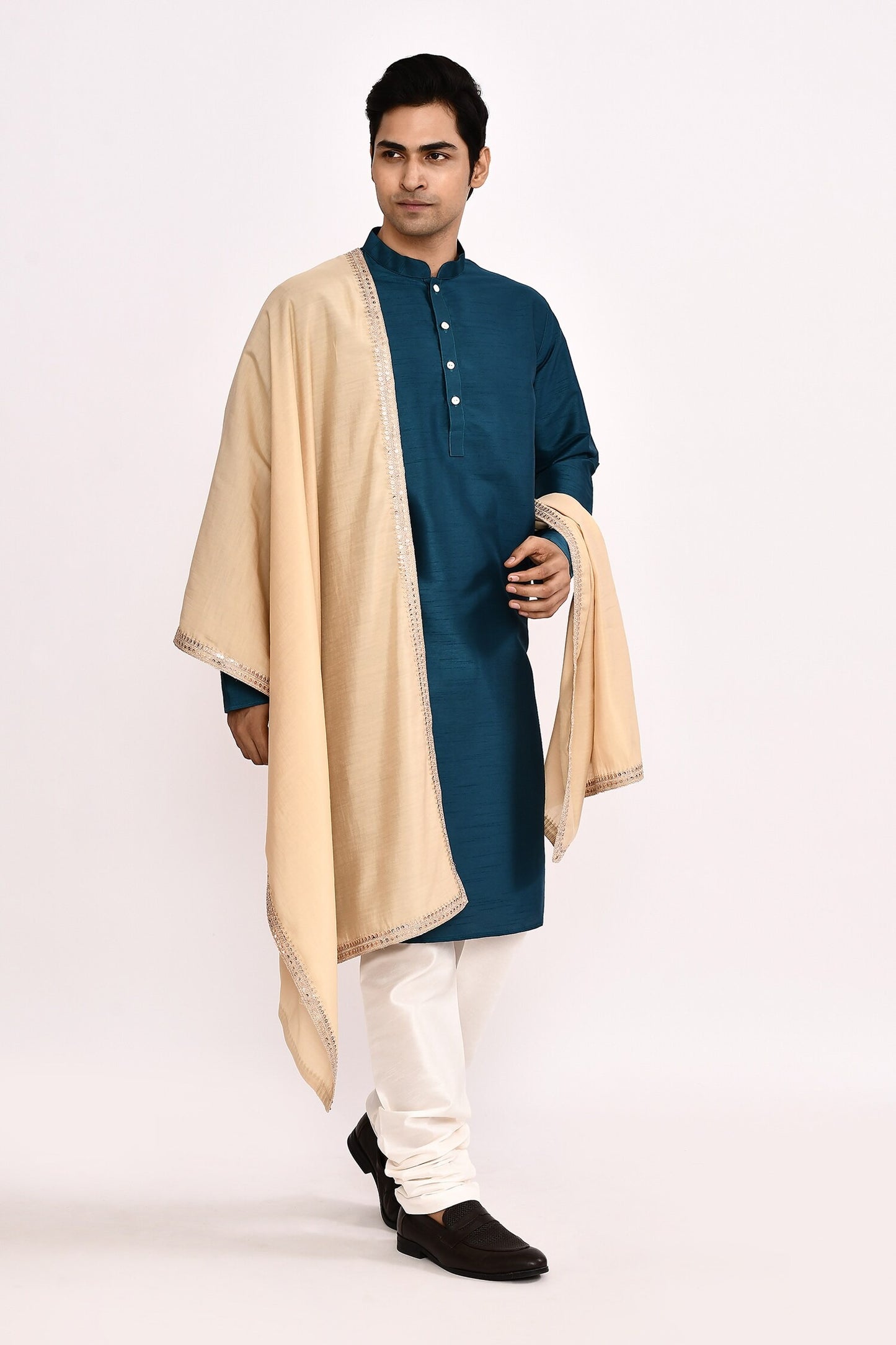 DESIGNER SILK KURTA  SILK CHURIDAR & COTTON DUPATTA