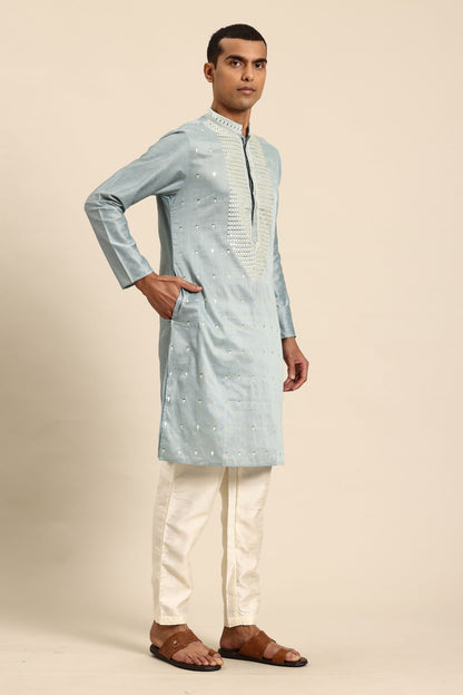Designer Long Kurta In Light Blue
