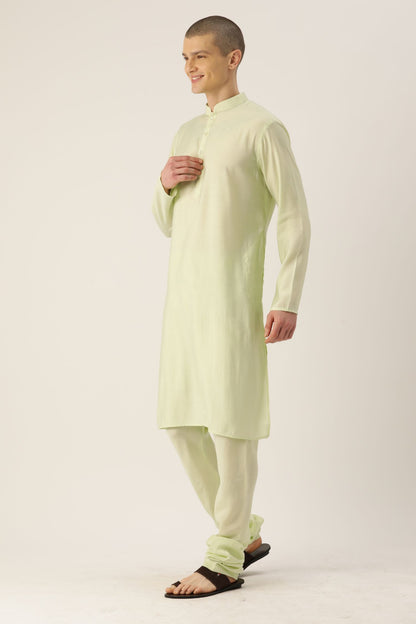 Designer Wear Lime Yellow  Color Silk Churidar