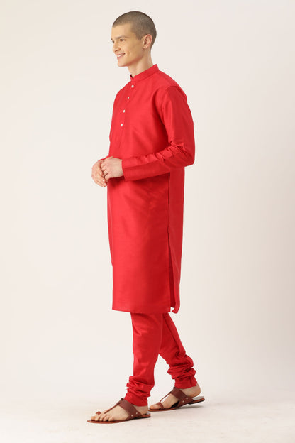 Designer Wear Red  Color Silk Churidar