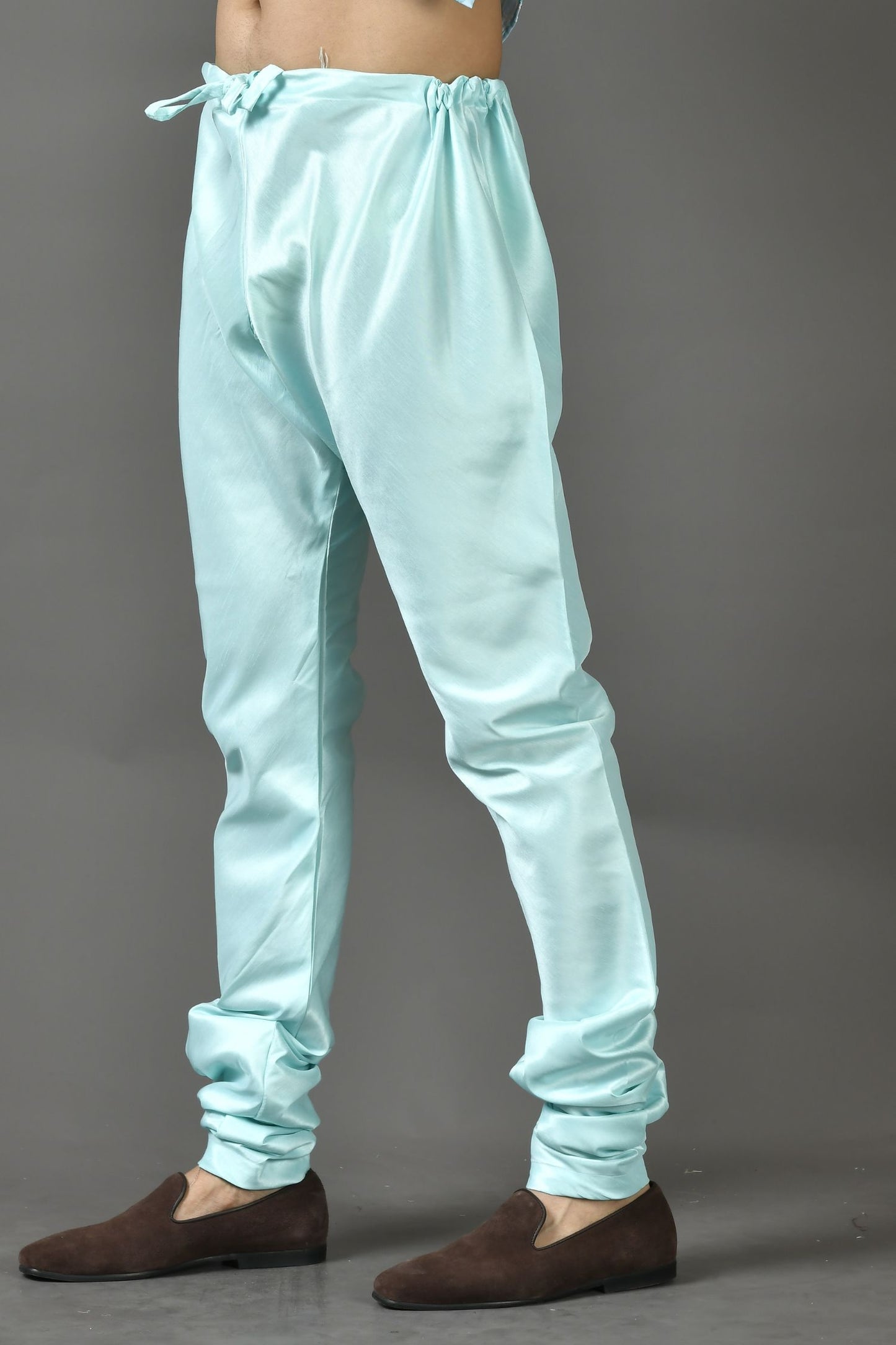 Designer Wear Sky Blue Color Silk Churidar