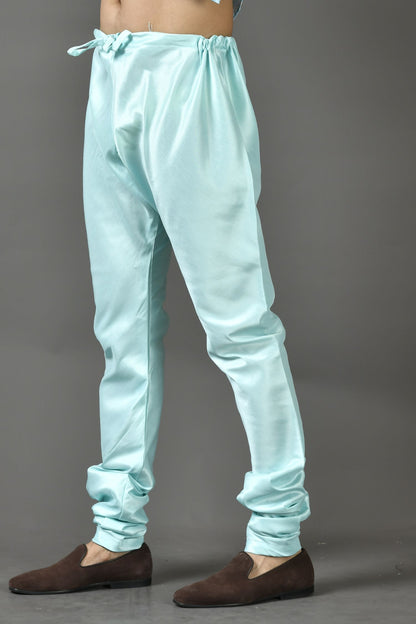 Designer Wear Sky Blue Color Silk Churidar