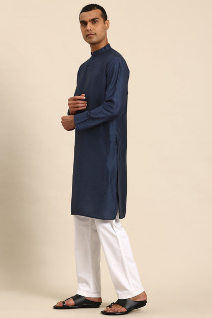 Designer Long Kurta In Dark Blue