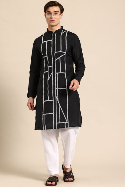 Designer Long Kurta In Black