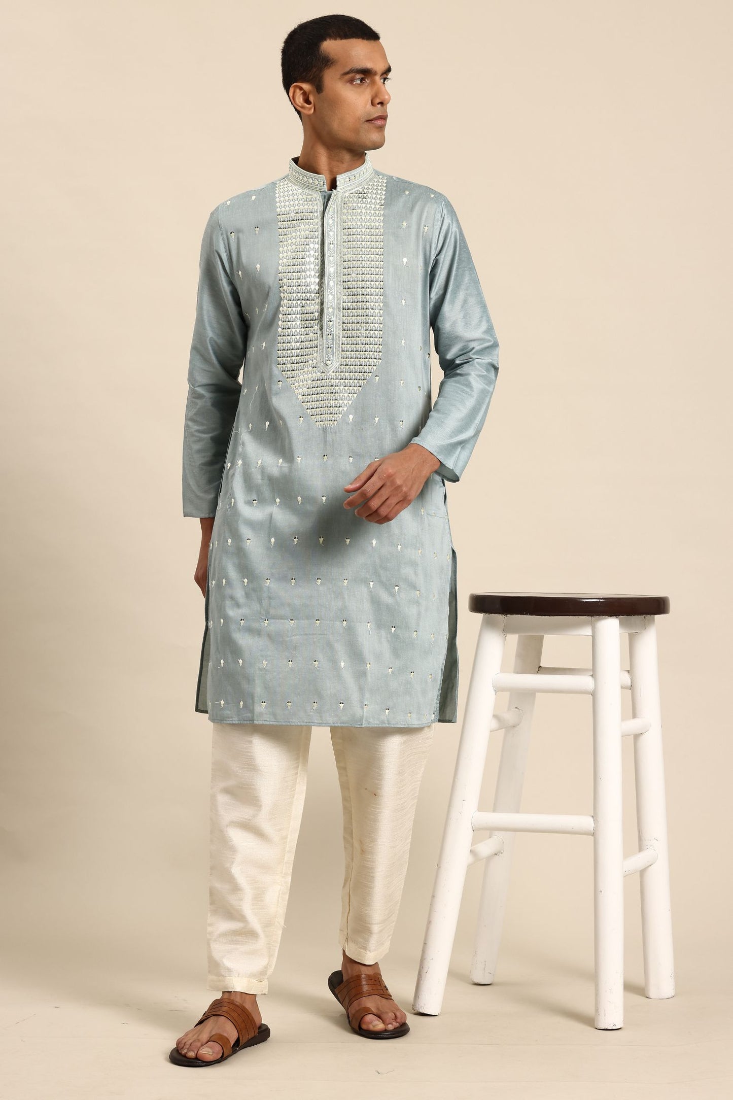 Designer Long Kurta In Light Blue