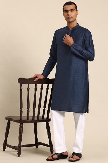 Designer Long Kurta In Dark Blue