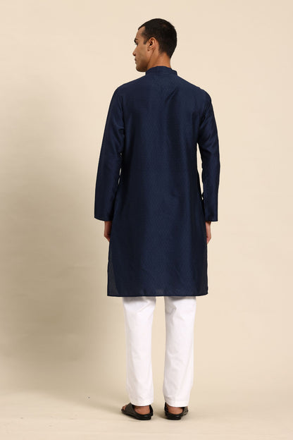 Designer Long Kurta In Dark Blue