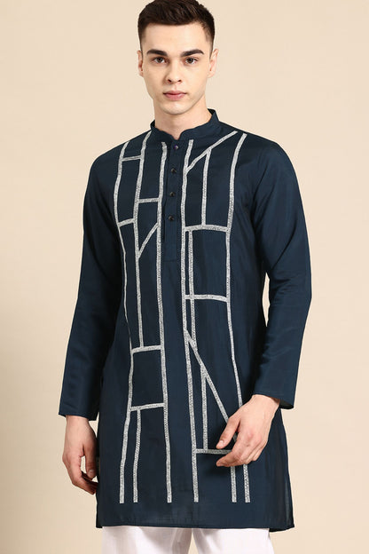 Designer Short Kurta In Navy Blue