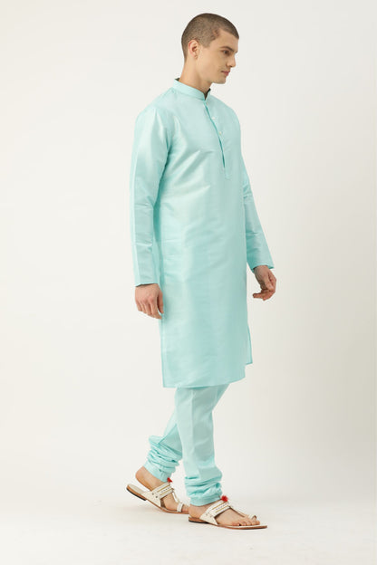 Designer Wear Sky Blue Color Silk Churidar