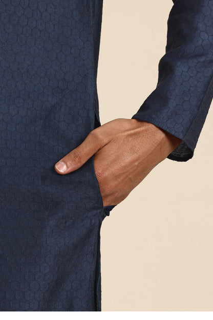 Designer Long Kurta In Dark Blue