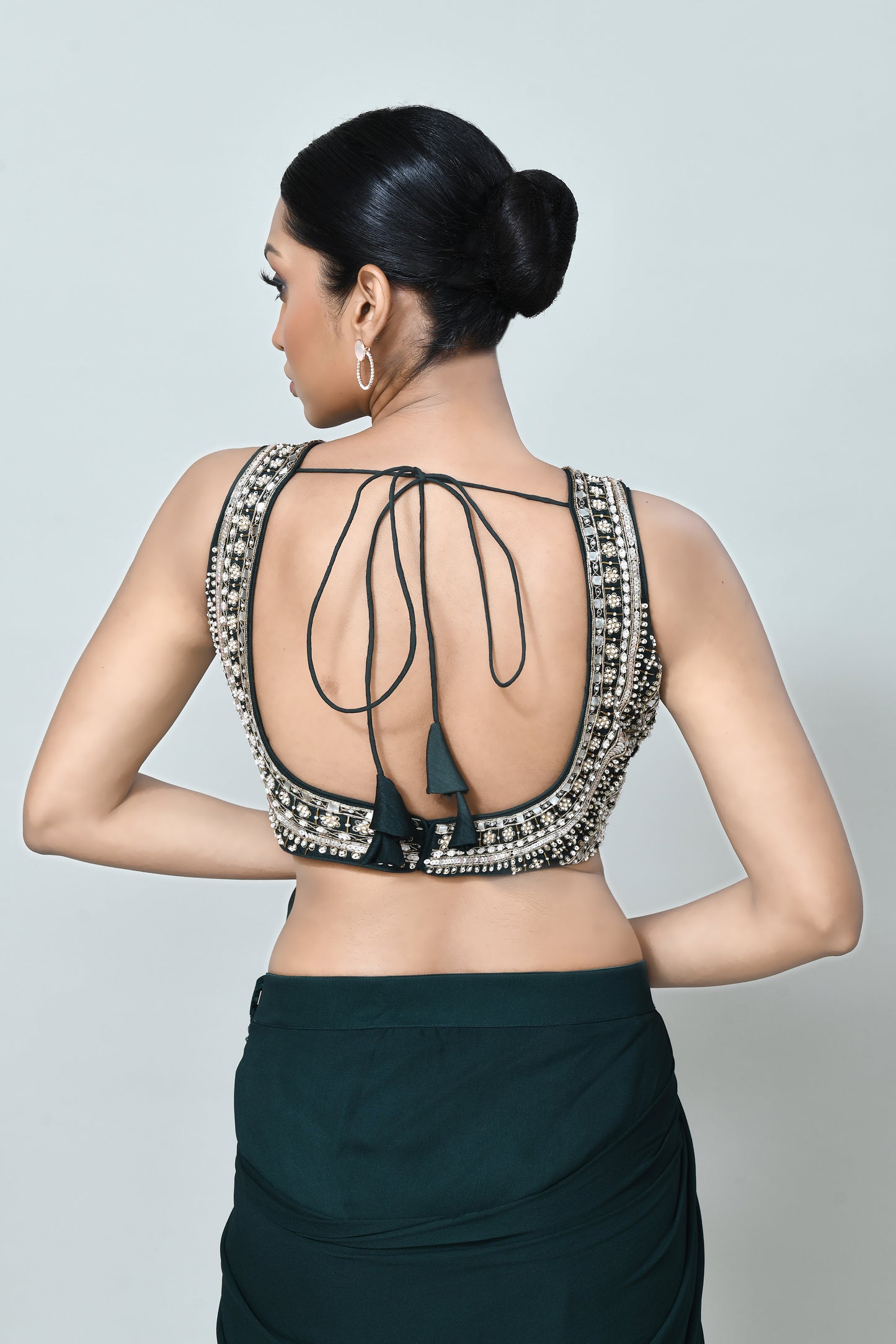 Designer Wear Green Georgette Net Drape Saree
