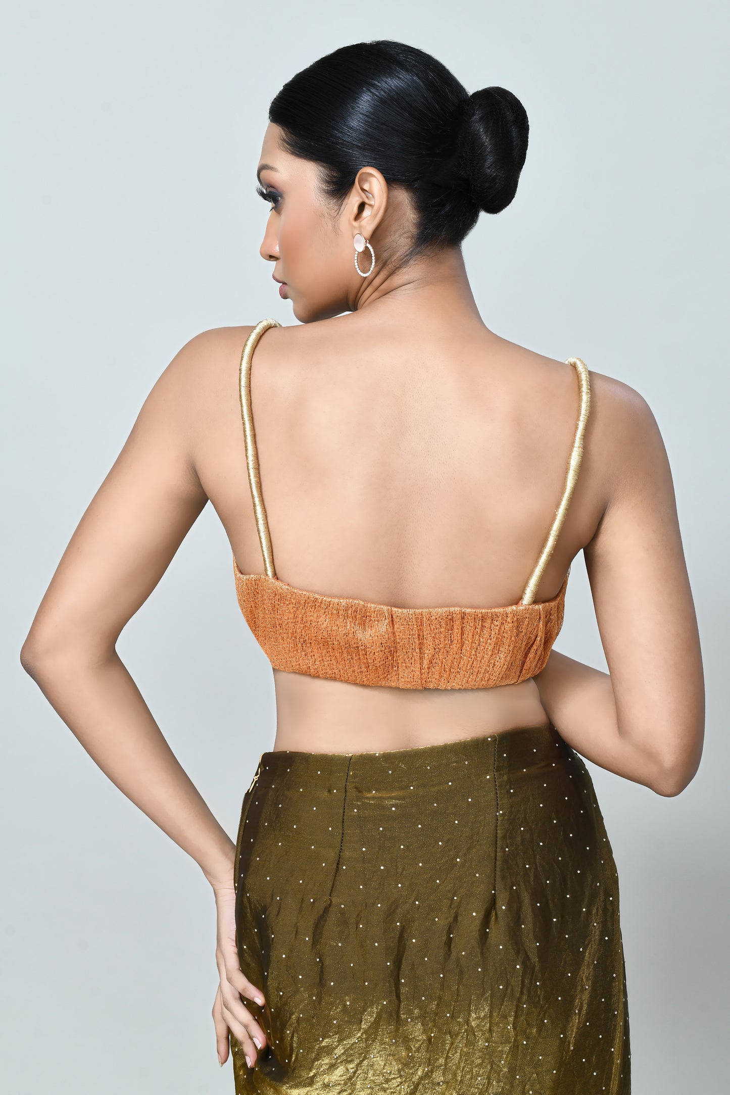 Designer Wear Brown Diamond Silk Drape Saree