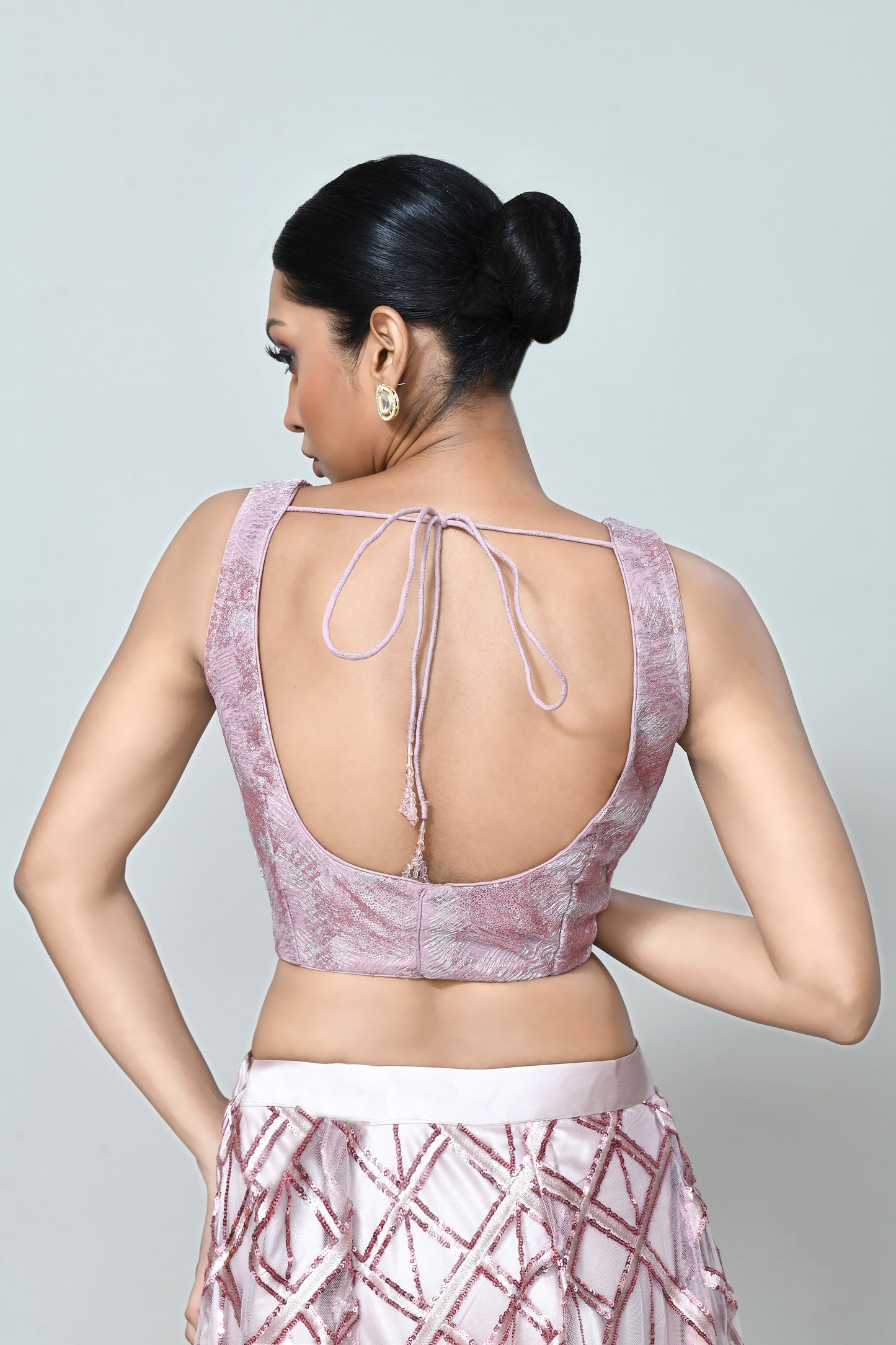 Designer Wear Mauve Net Lehenga Set