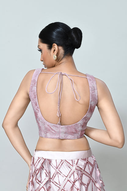 Designer Wear Mauve Net Lehenga Set