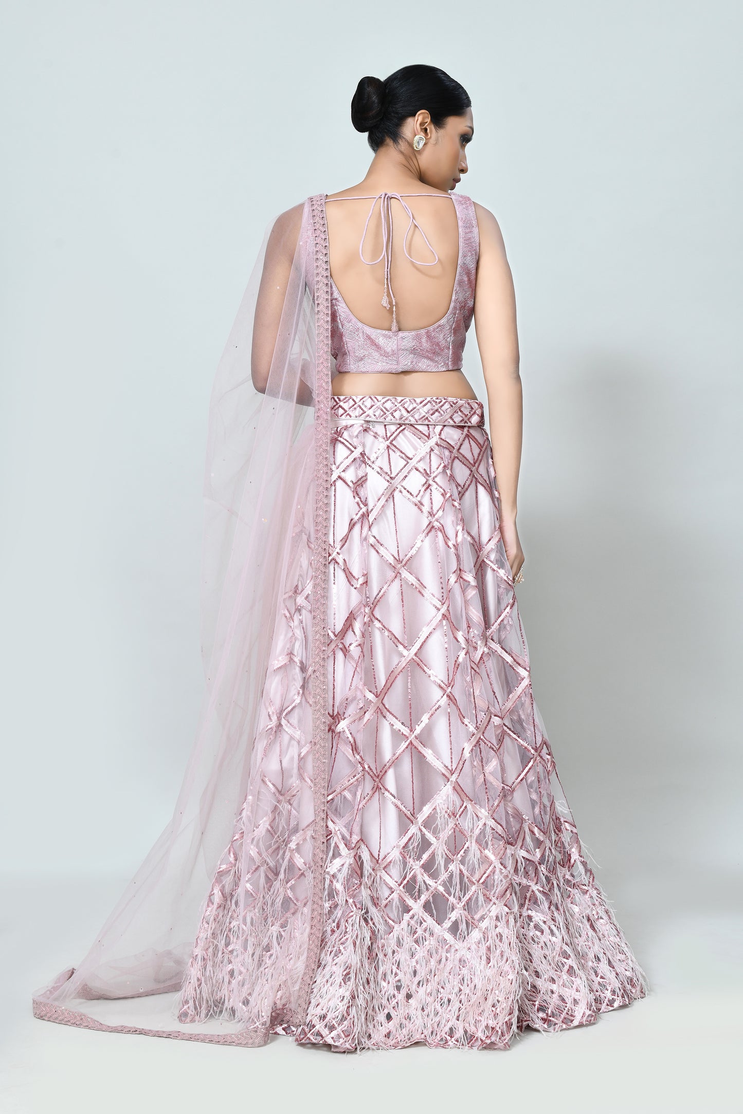 Designer Wear Mauve Net Lehenga Set