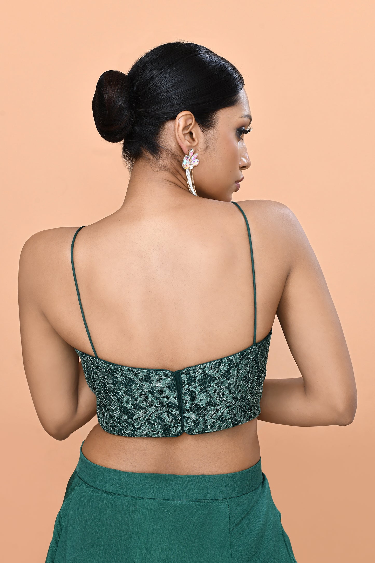 Designer Wear Green Chinon Chiffon Lehenga Set