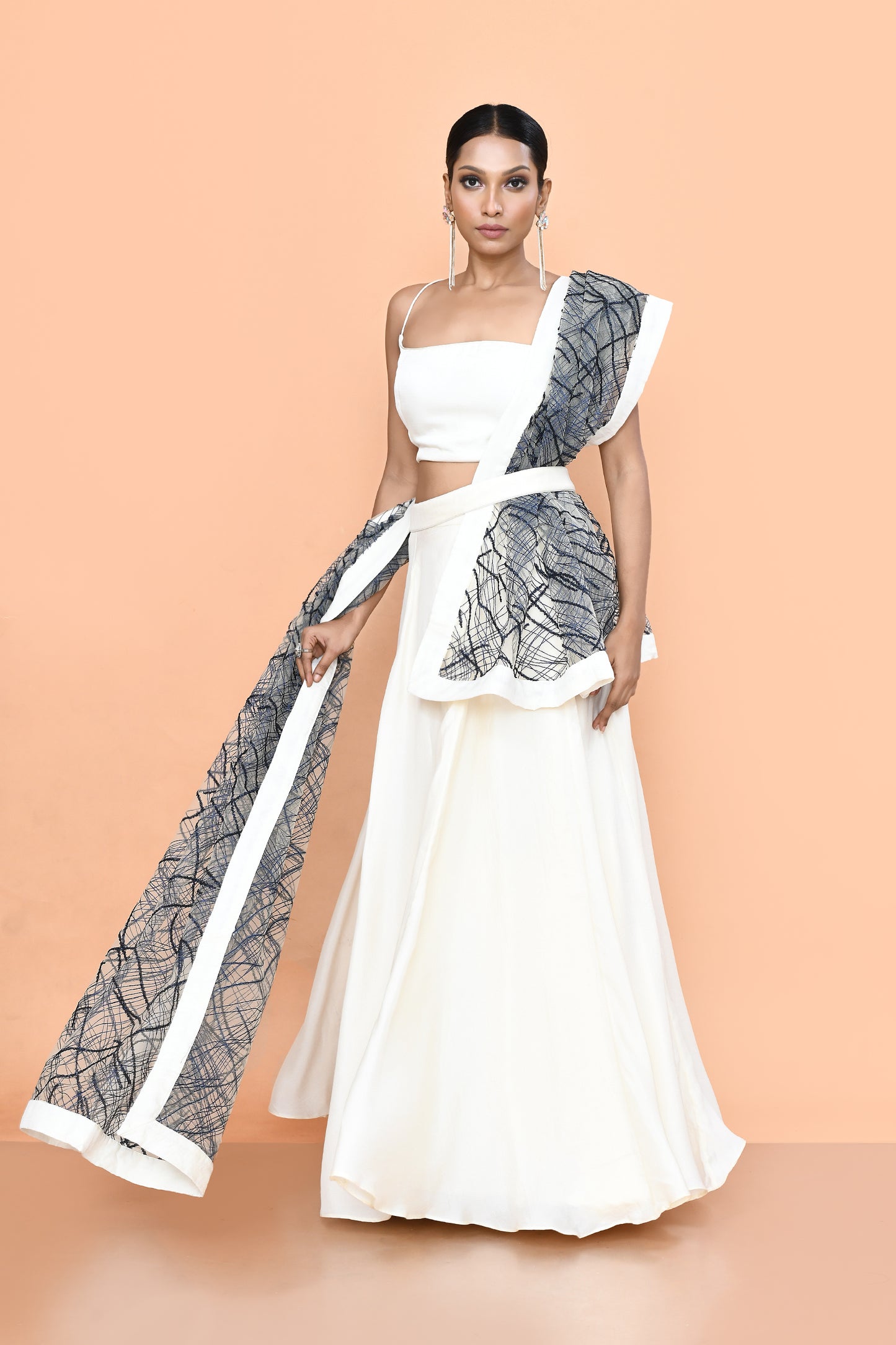 Designer Wear Off White Nova Silk Lehenga Set