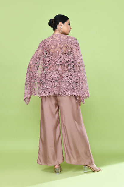 Designer Wear Pastel Pink Palazzo Set with an Embellished Jacket