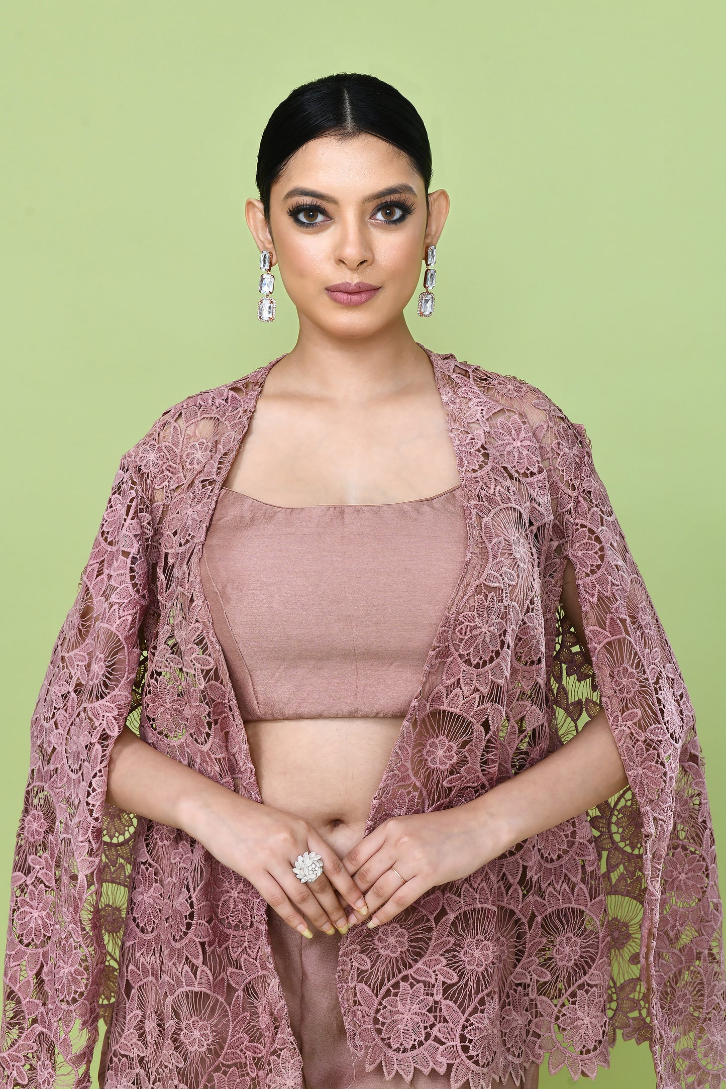 Designer Wear Pastel Pink Palazzo Set with an Embellished Jacket