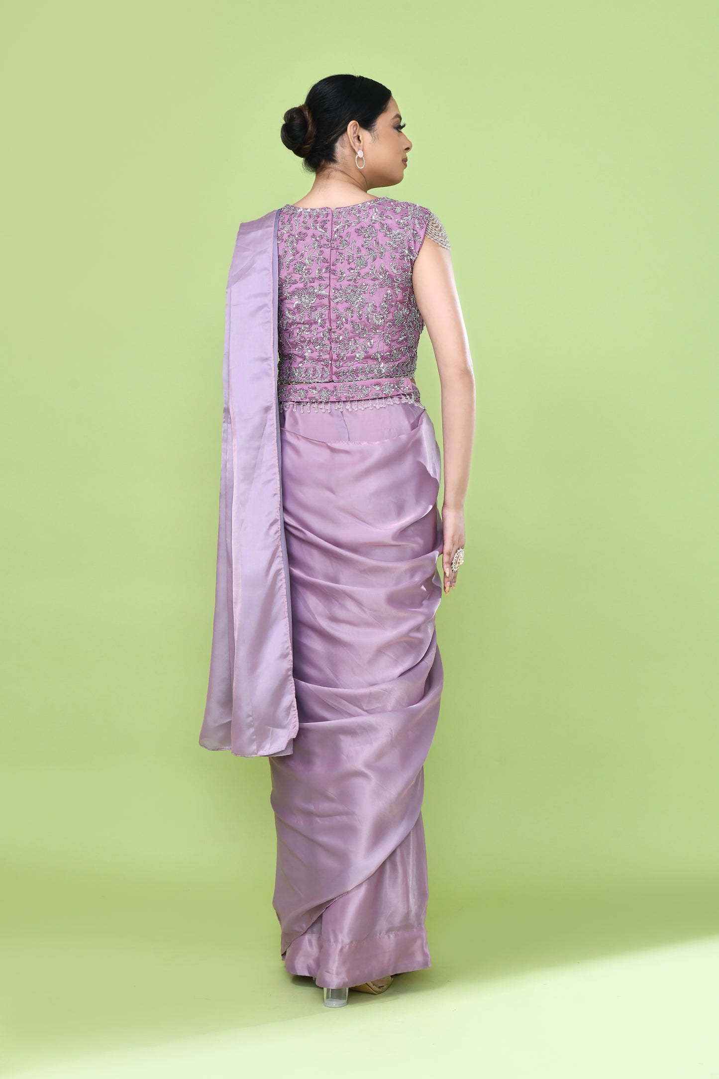 Designer Wear Mauve Drape Saree