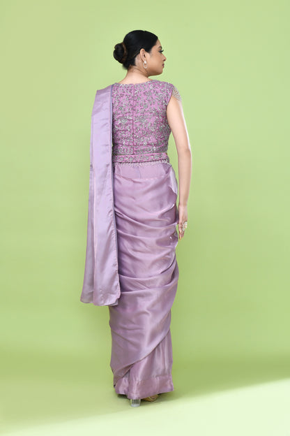 Designer Wear Mauve Drape Saree
