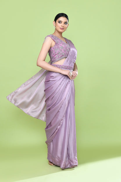 Designer Wear Mauve Drape Saree