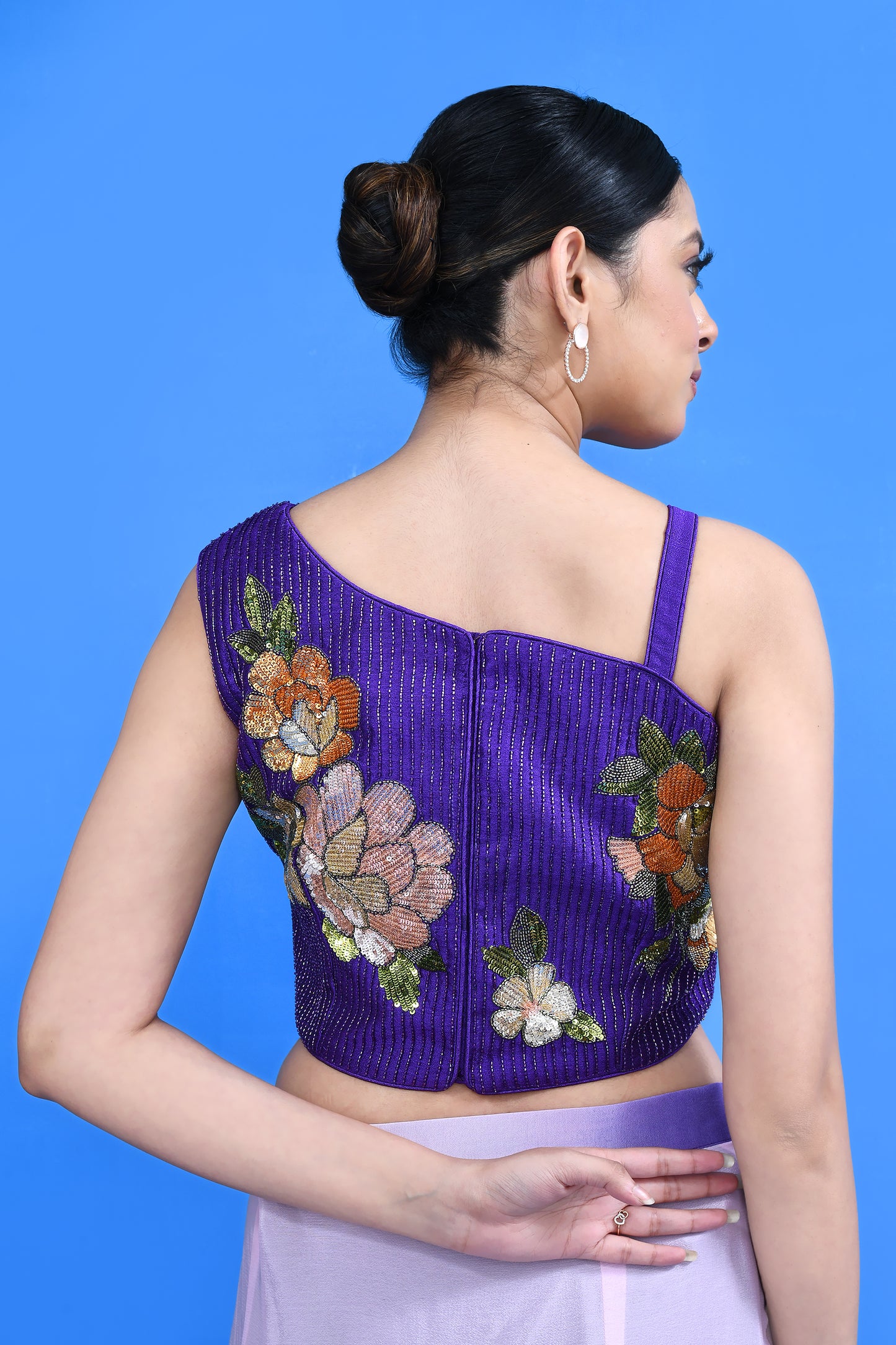 Designer Wear Purple and Pink Chinon Chiffon Drape Saree