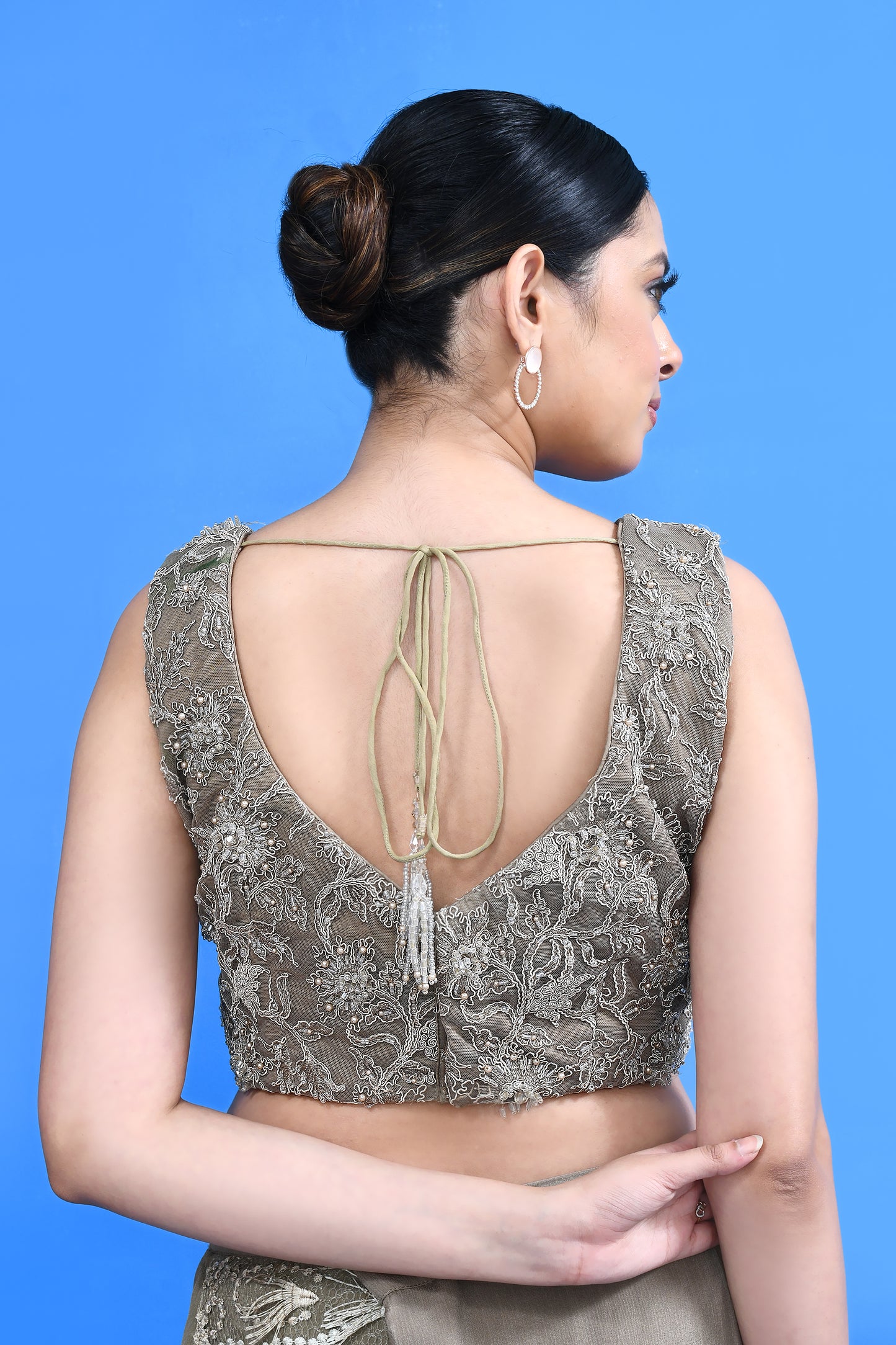 Designer Wear Ruffle Pre-Draped Saree Set