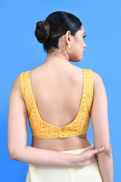 Designer Wear White & Yellow Chinon Chiffon Drape Saree