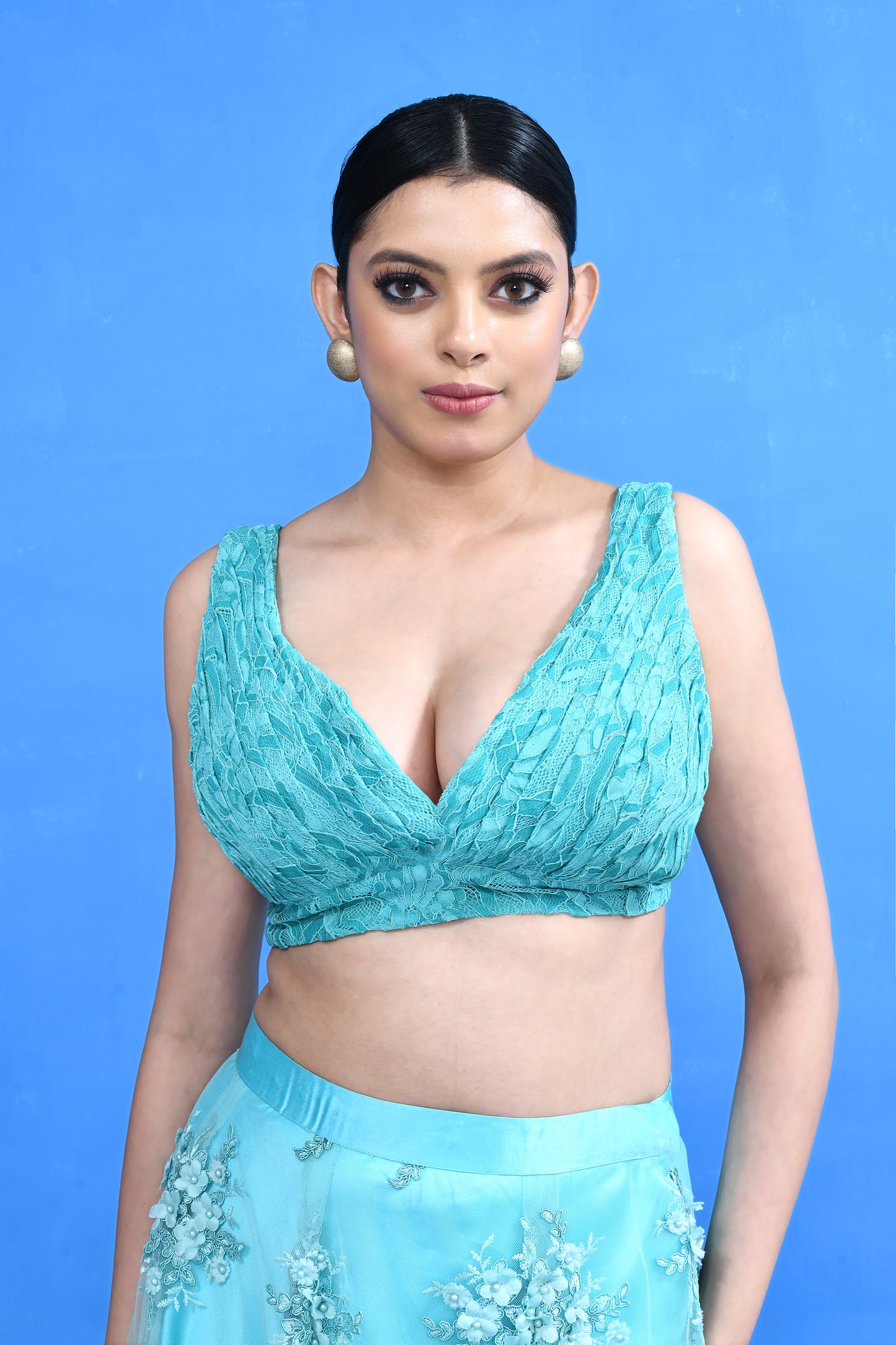 Designer Wear Blue Net Lehenga Set