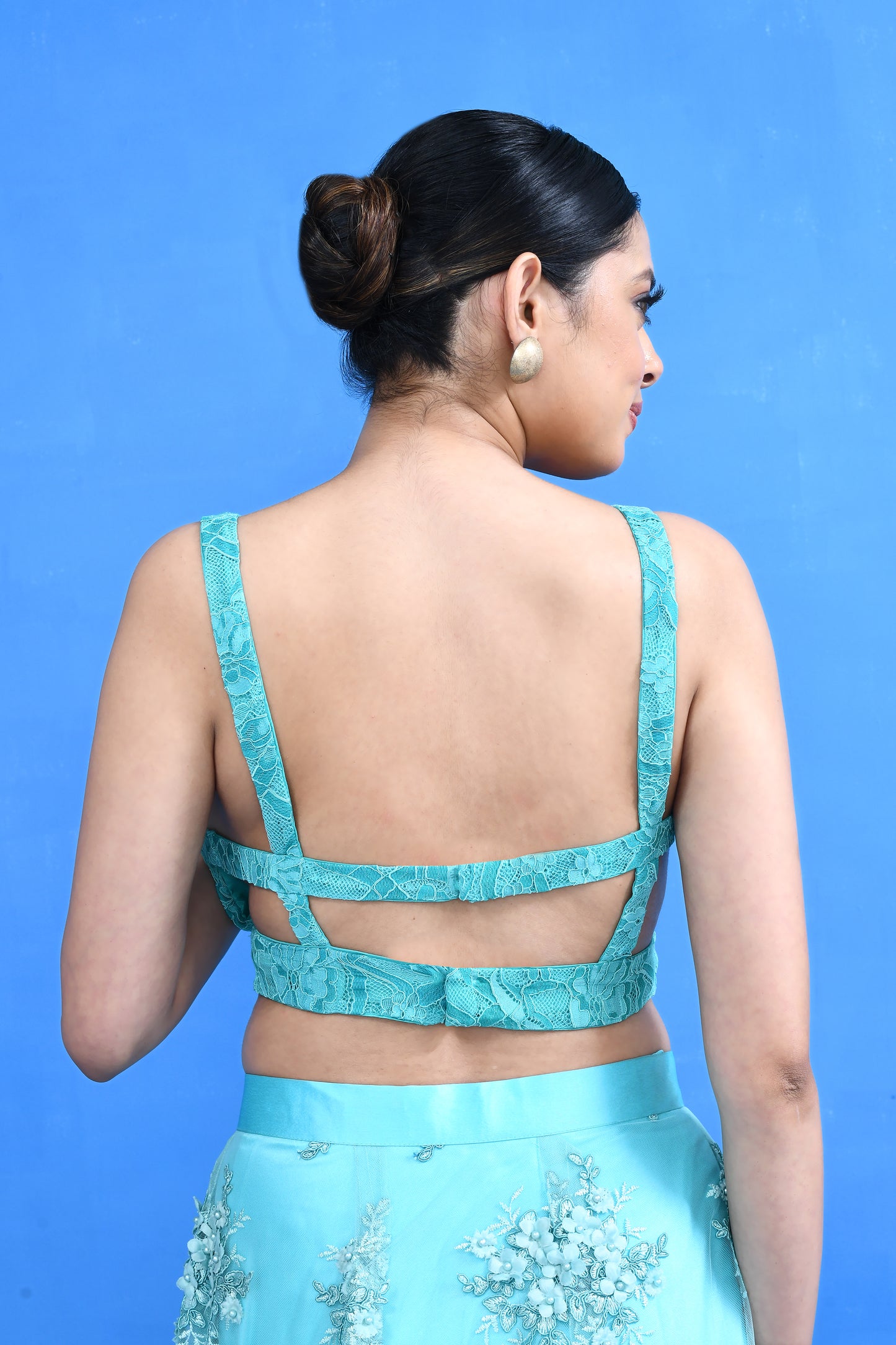 Designer Wear Blue Net Lehenga Set