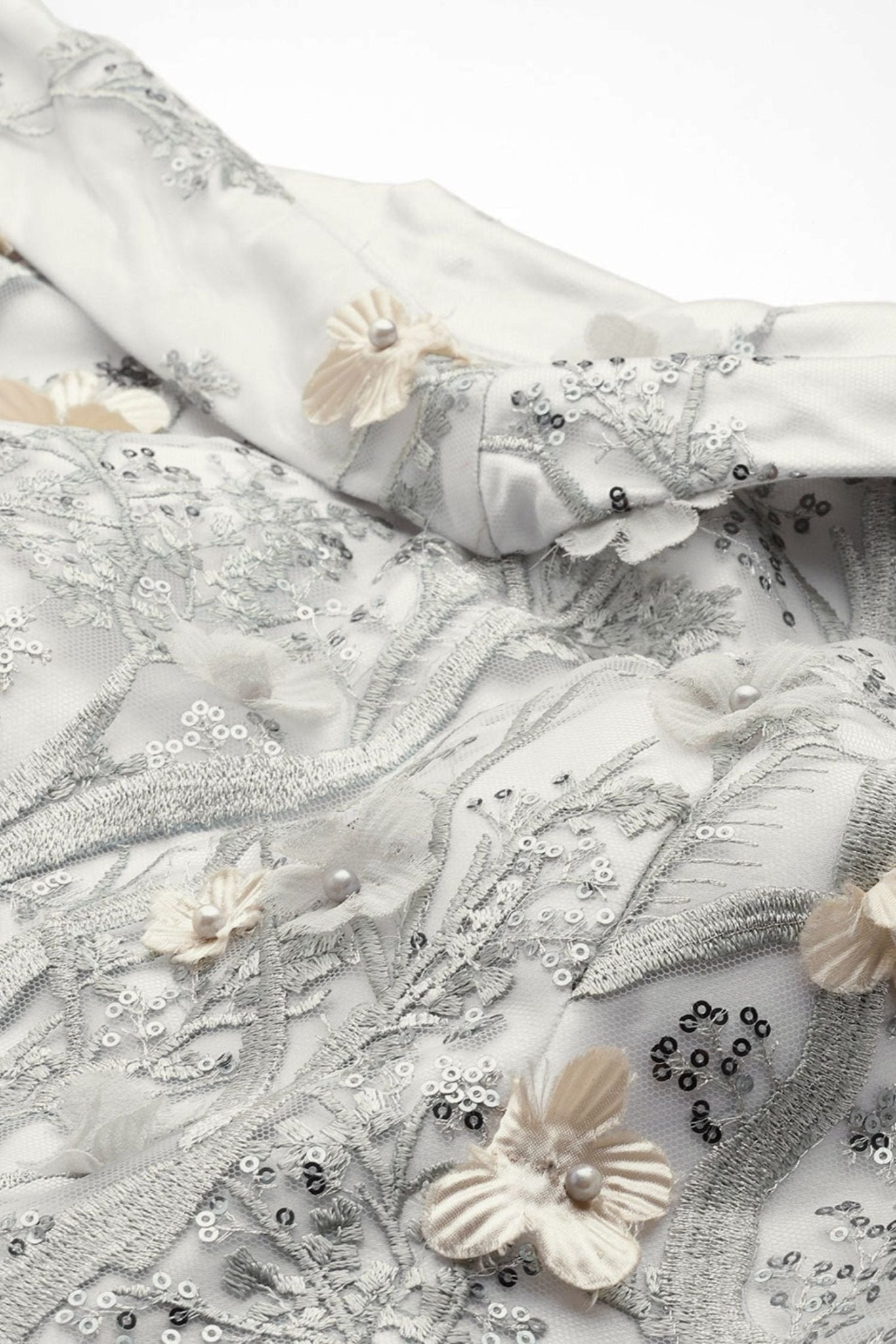 Desginer Silver Net Gown - Simaaya