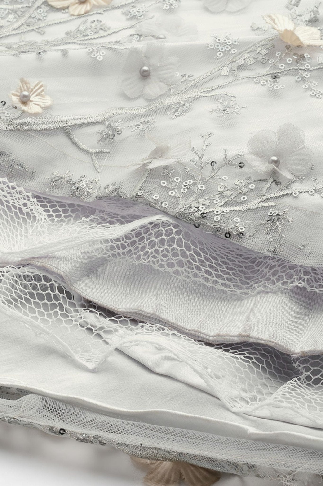 Desginer Silver Net Gown - Simaaya