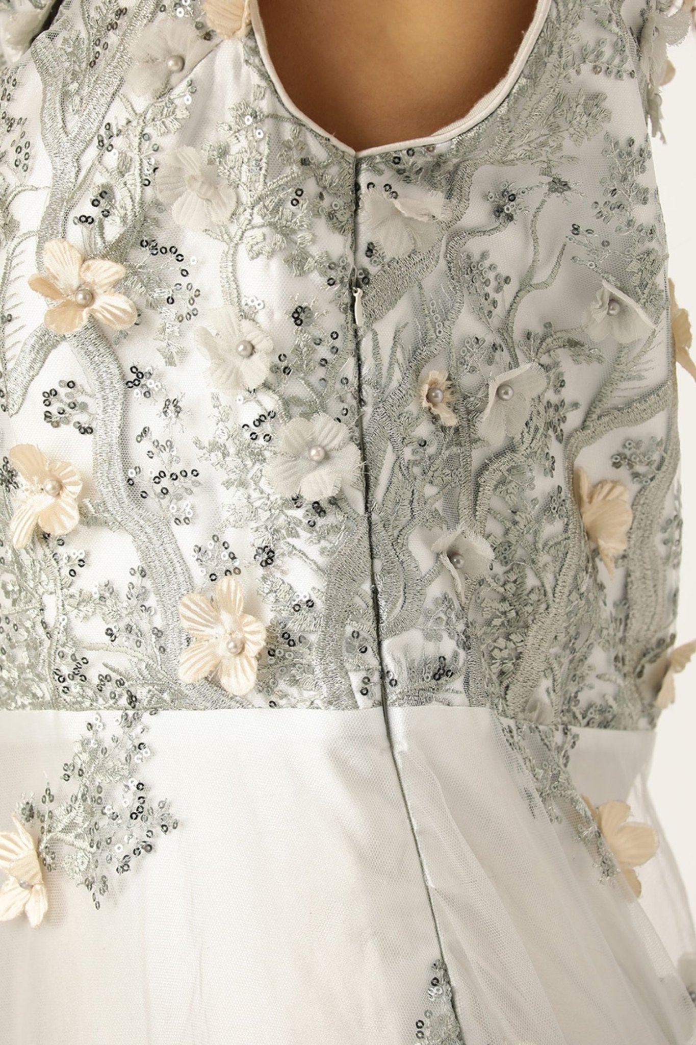 Desginer Silver Net Gown - Simaaya