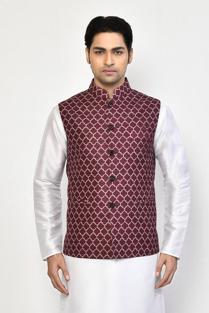 Designer Jacket In Maroon - Simaaya
