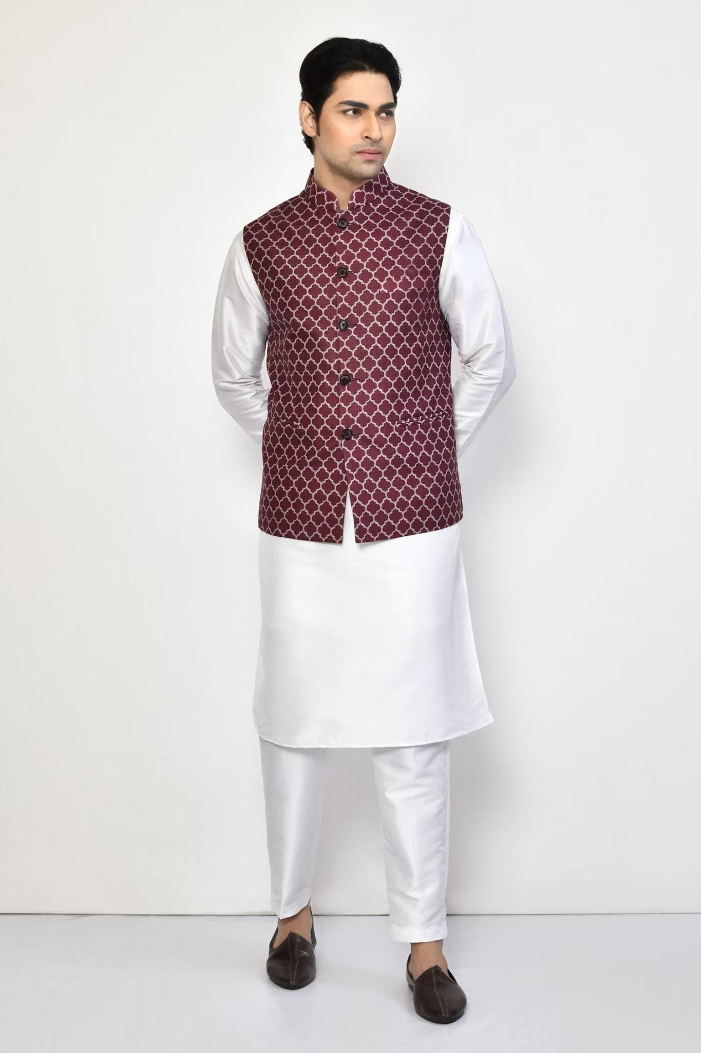 Designer Jacket In Maroon - Simaaya