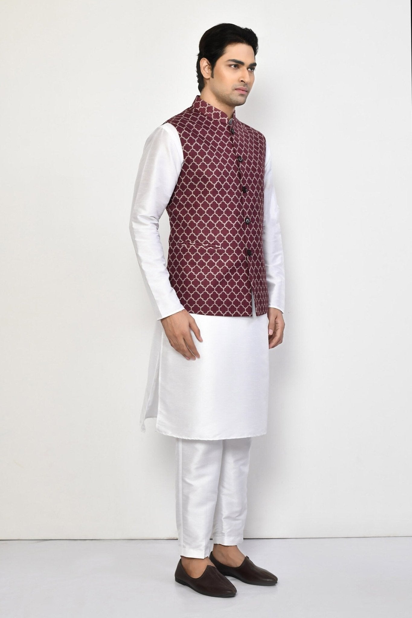 Designer Jacket In Maroon - Simaaya