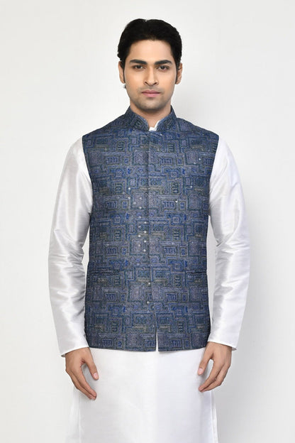 Designer Jacket In Navy Blue - Simaaya
