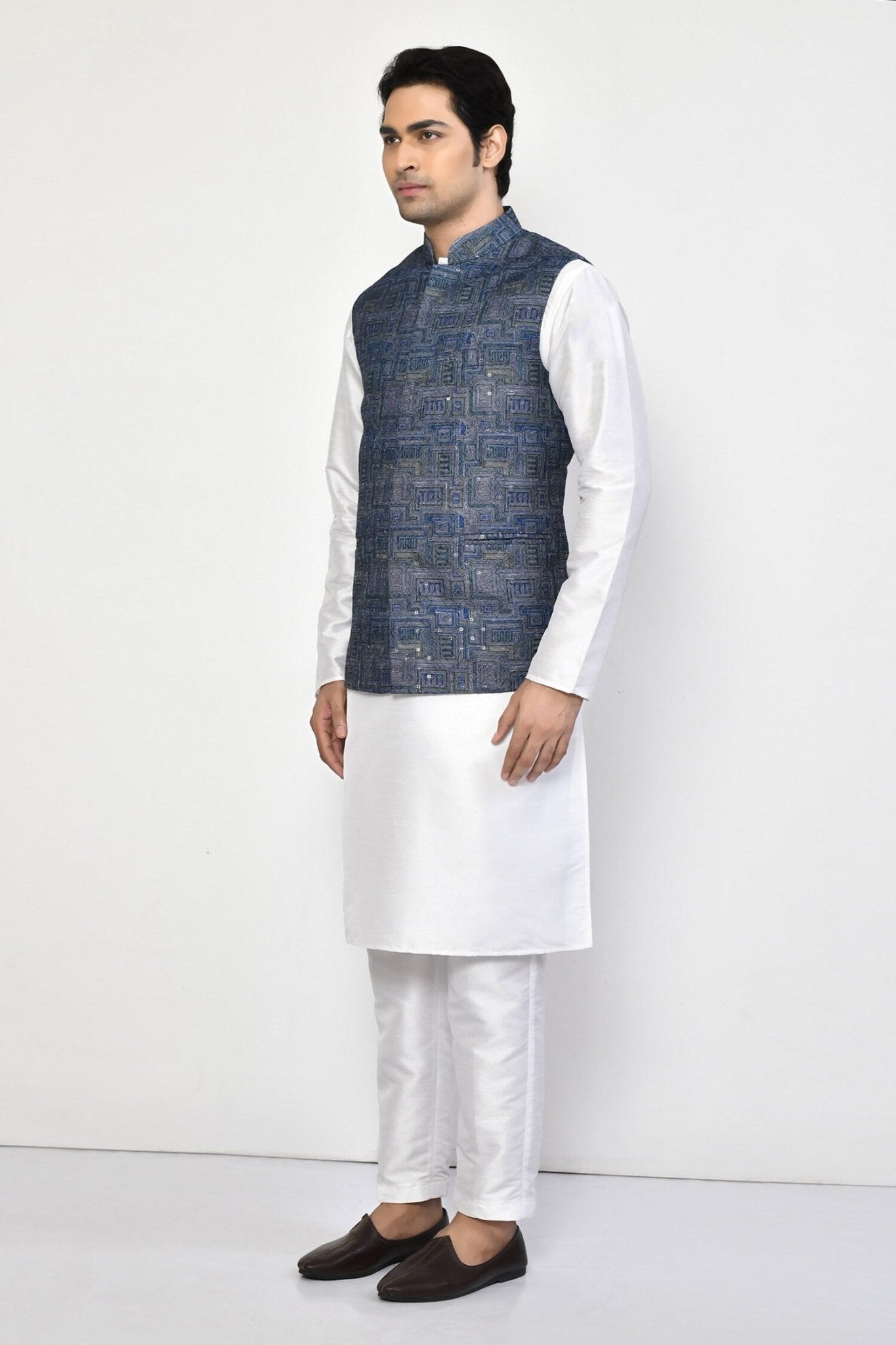 Designer Jacket In Navy Blue - Simaaya